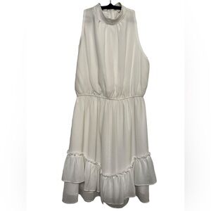 Privi High Neck Chiffon Ruffled Mini Dress M